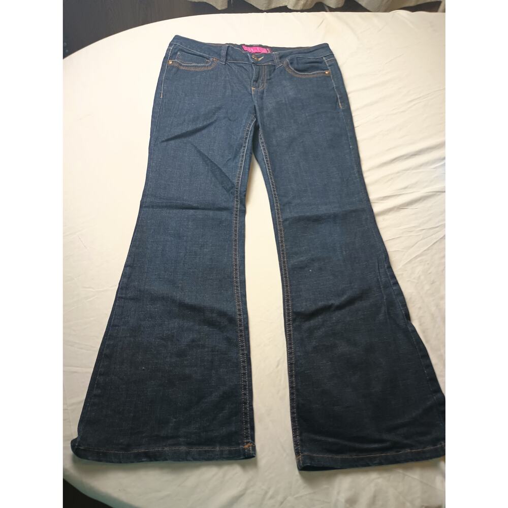Vintage Y2K GLO Flared Wide leg Jeans Women‎ juniors size 9 Dark Wash